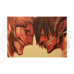 Attack on Titan Eren Titan and the Armored Titan Anime Retro Poster